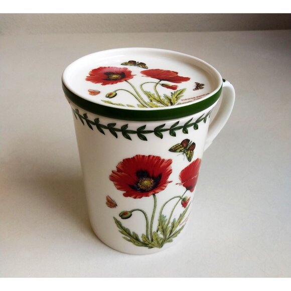 Portmeirion Botanic Garden Red Poppy Mug & Coaster Set Porcelain for Coffee Tea - Picture 11 of 11